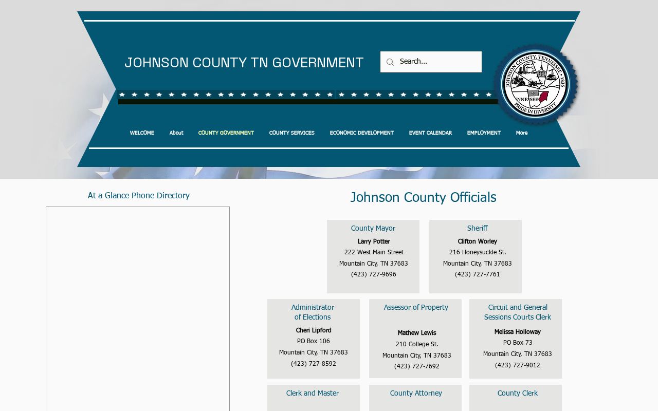 Johnson County court docket county officials directory