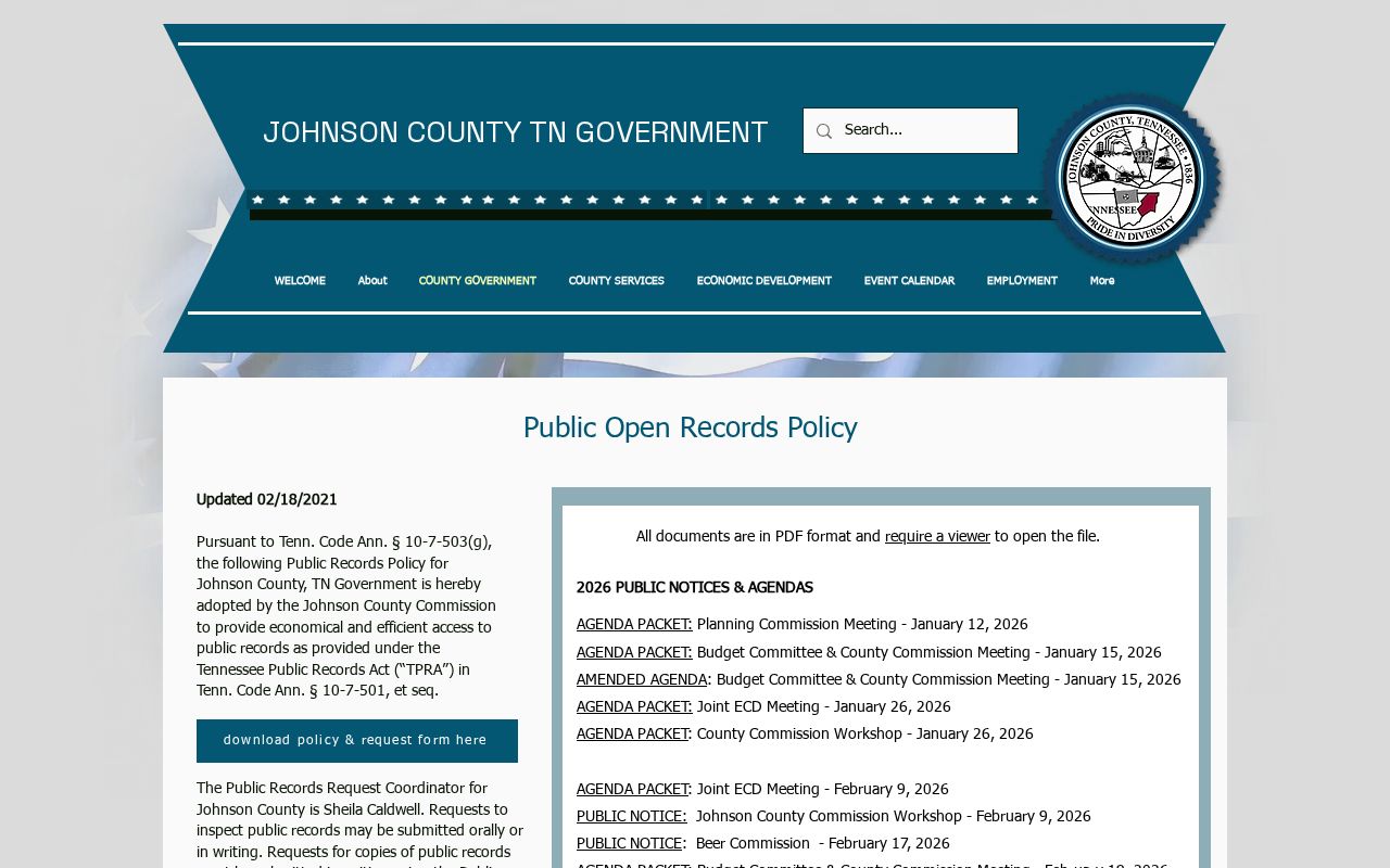 Johnson County court docket public records policy