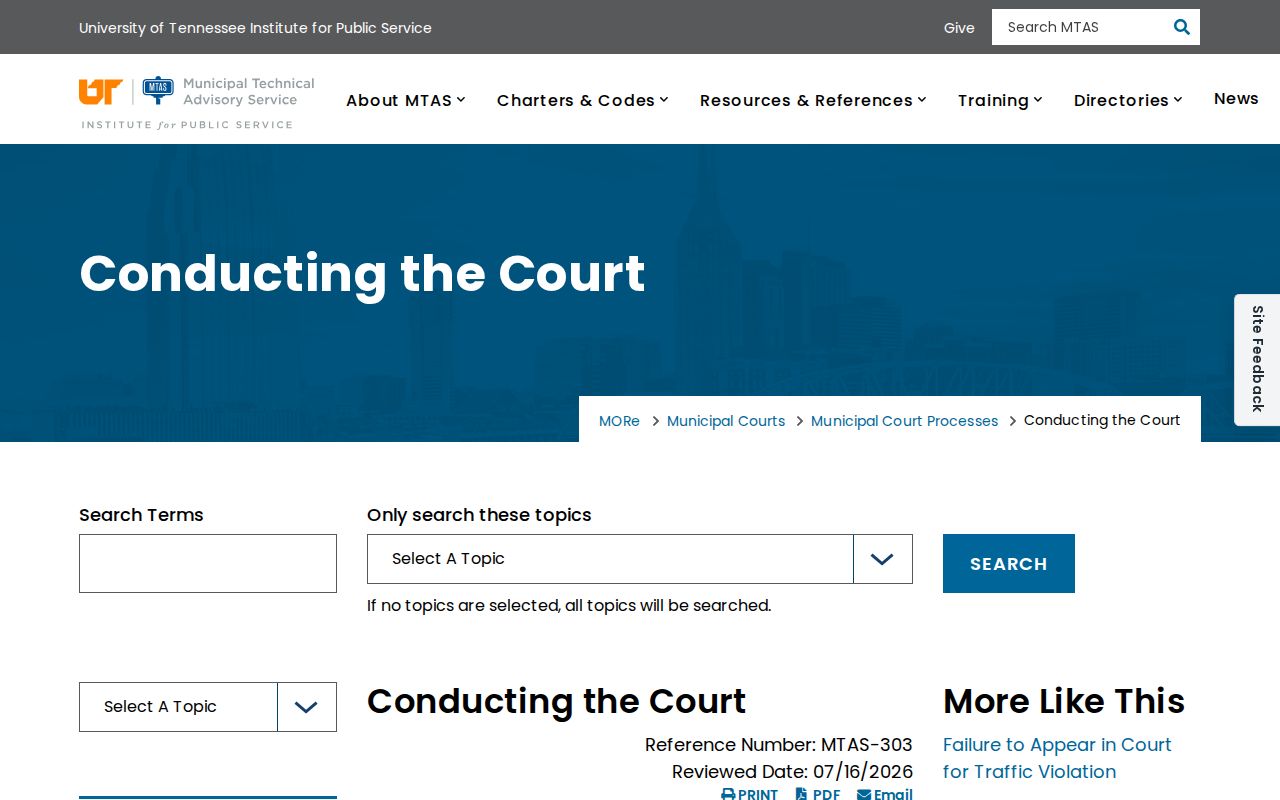 MTAS guidance on conducting Tennessee municipal court